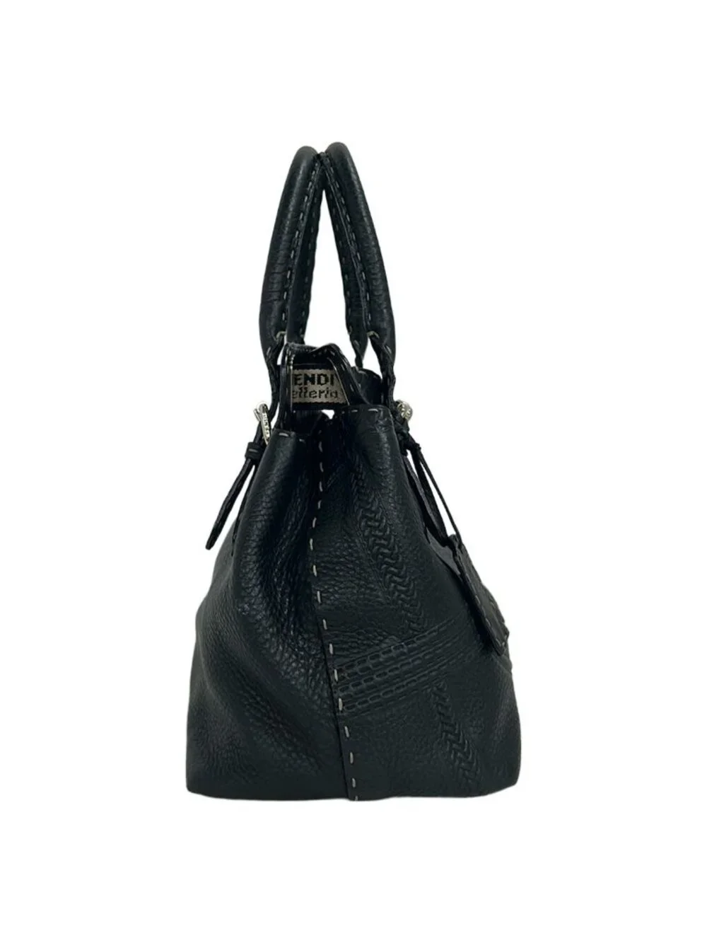 Fendi Tote Bag Selleria Black Leather